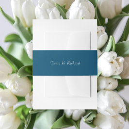 Blauwgroen blauw eenvoudige gestileerde naam bruil uitnodigingen wikkel