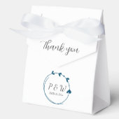 Blauwgroen Blauw Eenvoudige Hart Krans Monogram Hu Bedankdoosjes (Voorkant)