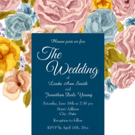 Blauwgroen Blauw Eenvoudige Stijl Huwelijk Folie Uitnodiging