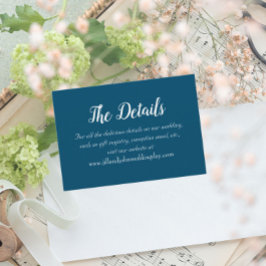 Blauwgroen Blauw Eenvoudige Stijl Trouwdetails Informatiekaartje