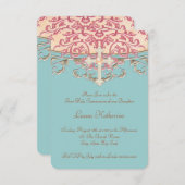 Blauwgroen Blauw Eerste Communie Kaart (Voorkant / Achterkant)