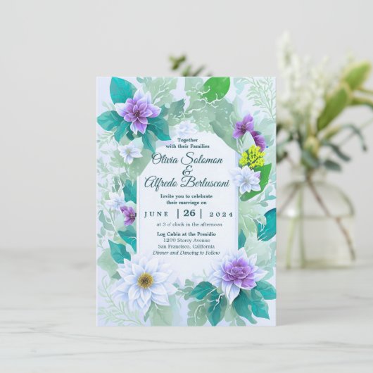 Blauwgroen blauw elegant modern whimsical kaart (Staand voorkant)