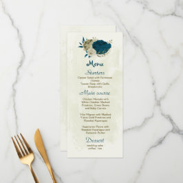 blauwgroen blauw en beige bloemen botanische bruil menu
