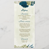 blauwgroen blauw en beige bloemen botanische bruil menu (Voorkant)