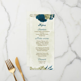 blauwgroen blauw en beige bloemen botanische bruil menu