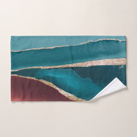 Blauwgroen Blauw en bruin Glitter Marble Moederdag Bad Handdoek (Handdoek)