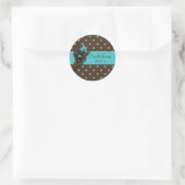 Blauwgroen Blauw en Bruin Polka Dot Save The Date  Ronde Sticker (Tas)