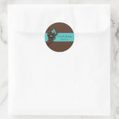 Blauwgroen Blauw en Bruin Save The Date Sti Ronde Sticker (Tas)