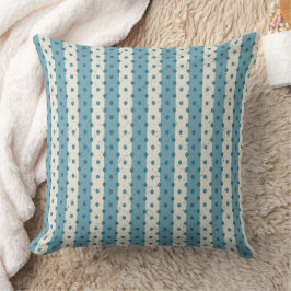 Blauwgroen blauw en crème gestreepte polka stippen kussen