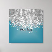 Blauwgroen blauw en faux glitter canvas afdruk (Voorkant)