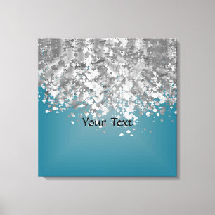 Blauwgroen blauw en faux glitter canvas afdruk