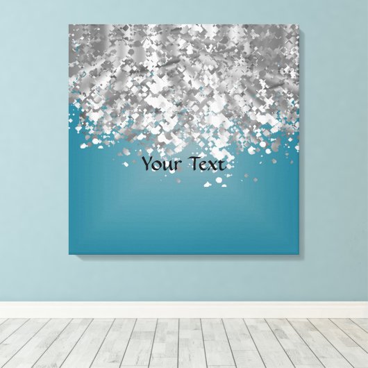Blauwgroen blauw en faux glitter canvas afdruk (Insitu (Houten vloer))