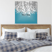 Blauwgroen blauw en faux glitter canvas afdruk (Insitu (Slaapkamer))