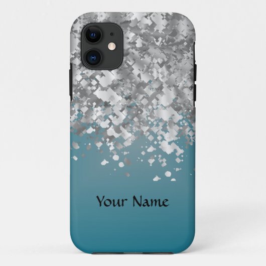 Blauwgroen blauw en faux glitter Case-Mate iPhone case (Achterkant)