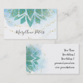 blauwgroen blauw en faux glitter decor lotus visitekaartje (Voorkant / Achterkant)
