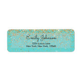 Blauwgroen blauw en Faux Glitter Sparkle-adresetik Etiket (Voorkant)
