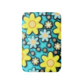 Blauwgroen blauw en geel mederlijk patroon badmat (Voorkant Verticaal)