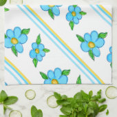 Blauwgroen blauw en geel theedoek (Gevouwen)