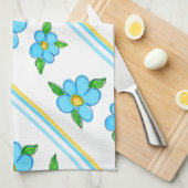 Blauwgroen blauw en geel theedoek (Quarter Fold)