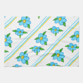 Blauwgroen blauw en geel theedoek