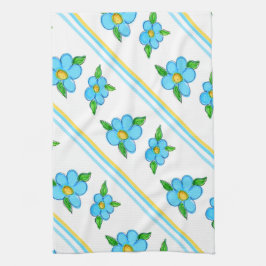 Blauwgroen blauw en geel theedoek