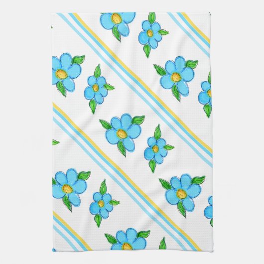 Blauwgroen blauw en geel theedoek (Verticaal)