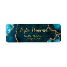 Blauwgroen Blauw en Goud Agaat Marmer Verjaardagsf