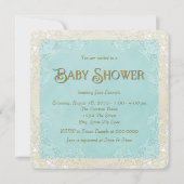Blauwgroen blauw en goud Baby shower Kaart (Achterkant)