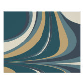 Blauwgroen blauw en goud Elegante Abstracte kunst Perfect Poster (Voorkant)