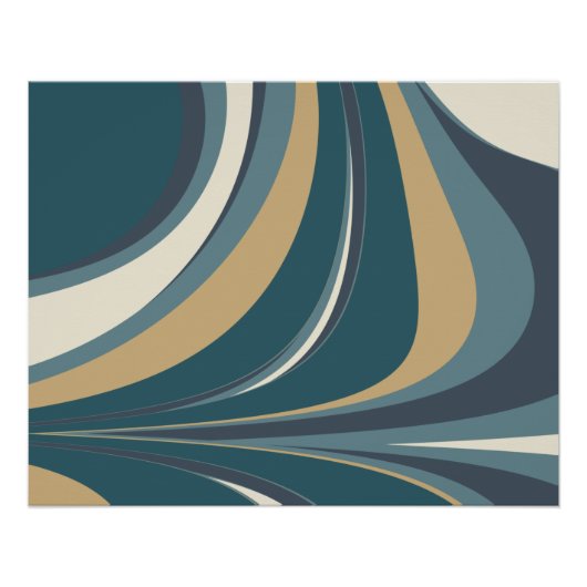 Blauwgroen blauw en goud Elegante Abstracte kunst Perfect Poster (Voorkant)