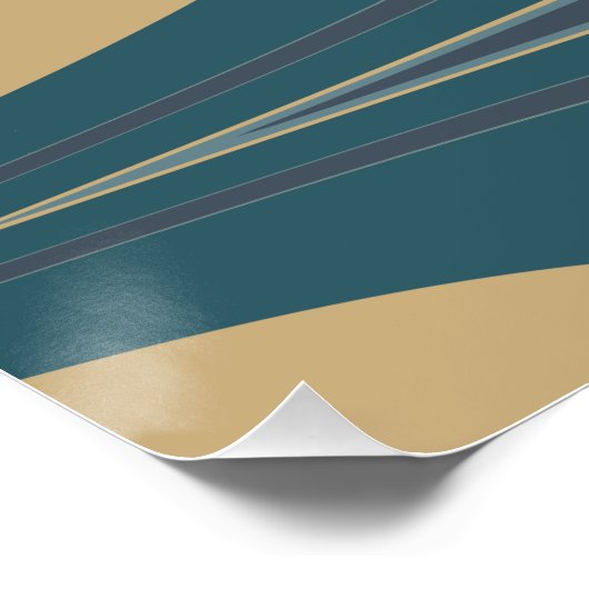 Blauwgroen blauw en goud Elegante Abstracte kunst Perfect Poster (Hoek)