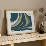 Blauwgroen blauw en goud Elegante Abstracte kunst Perfect Poster<br><div class="desc">Blauwgroen Blauw en Goud Elegant Modern Abstract Art Poster</div>