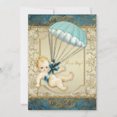 Blauwgroen Blauw en Goud Jongens  Baby shower Kaart (Voorkant)