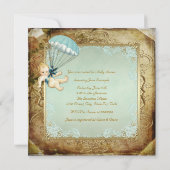 Blauwgroen Blauw en Goud Jongens Baby shower Kaart (Achterkant)