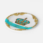 Blauwgroen Blauw en Goud Kroonprins Baby shower Papieren Bordje (Gekanteld)