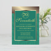 Blauwgroen blauw en goud patroon grens verjaardag kaart (Staand voorkant)