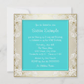 Blauwgroen blauw en goud verjaardagsfeest kaart (Achterkant)