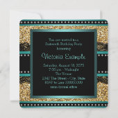 Blauwgroen blauw en goud zoet 16 verjaardagsfeest kaart (Achterkant)