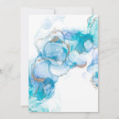 Blauwgroen blauw- en goudalcoholinkt 50e verjaarda kaart (Achterkant)