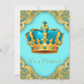 Blauwgroen blauw en gouden Baby shower Kaart (Voorkant)