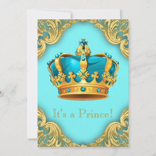 Blauwgroen blauw en gouden Baby shower Kaart (Voorkant)