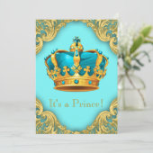 Blauwgroen blauw en gouden Baby shower Kaart (Staand voorkant)
