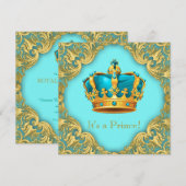 Blauwgroen blauw en gouden Baby shower Kaart (Voorkant / Achterkant)