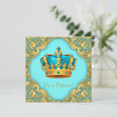 Blauwgroen blauw en gouden Baby shower Kaart (Staand voorkant)