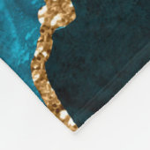 Blauwgroen Blauw en Gouden Marmeren Agaat Fleece Deken (Hoek)