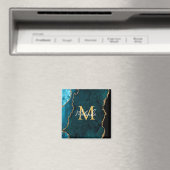 Blauwgroen Blauw en Gouden Marmeren Agaat Magneet (Insitu (Vaatwasser))