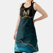 Blauwgroen Blauw en Gouden Marmeren Agaat Schort (Insitu)