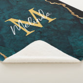 Blauwgroen Blauw en Gouden Marmeren Agaat Sherpa Deken (3/4)