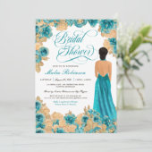 Blauwgroen blauw en gouden Rozen Elegant Gewonnen  Kaart (Staand voorkant)