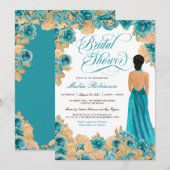 Blauwgroen blauw en gouden Rozen Elegant Gewonnen  Kaart (Voorkant / Achterkant)